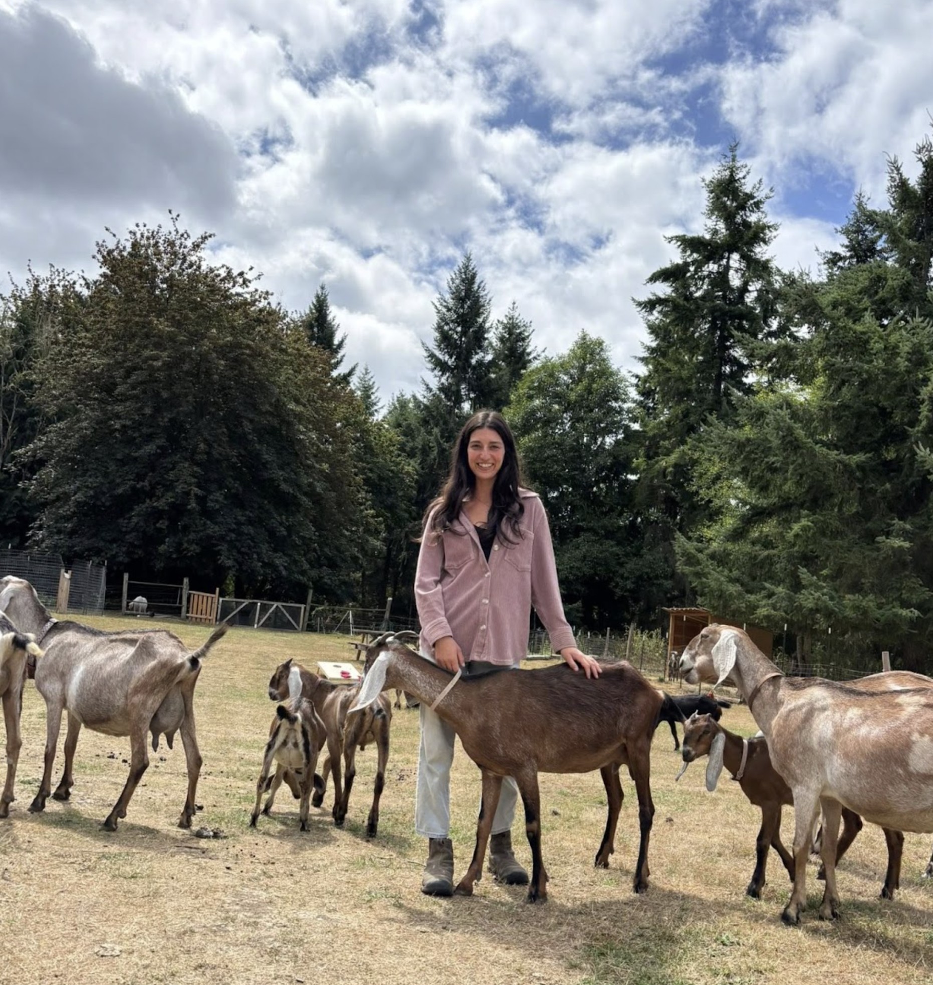 Farm co-owner Kat Tsoukalas with the Nubian goats