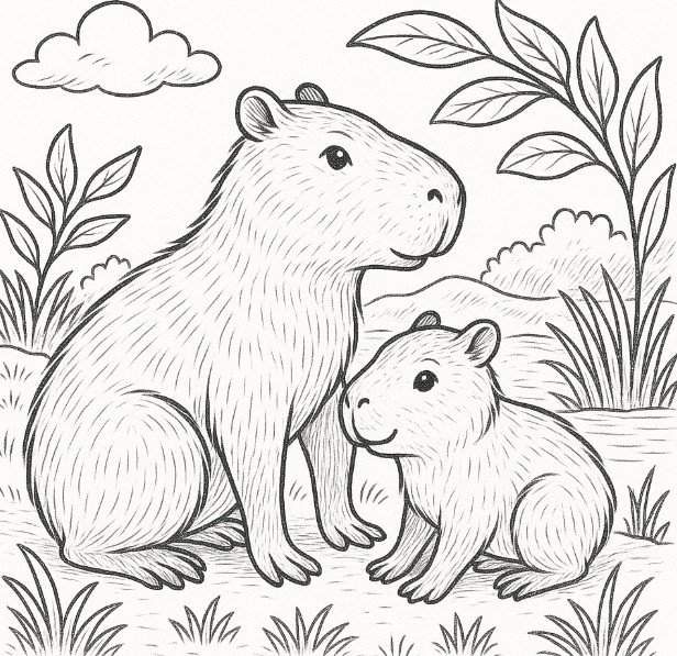 Capybara Coloring Page 3