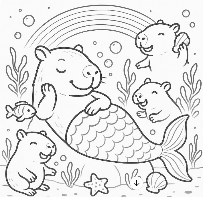 Capybara Coloring Page 6