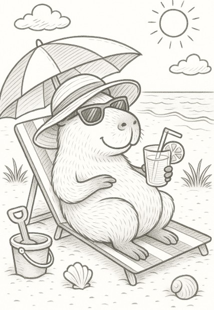 Capybara Coloring Page 7