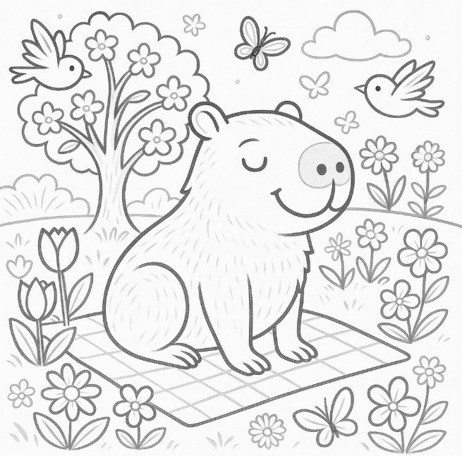 Capybara Coloring Page 8