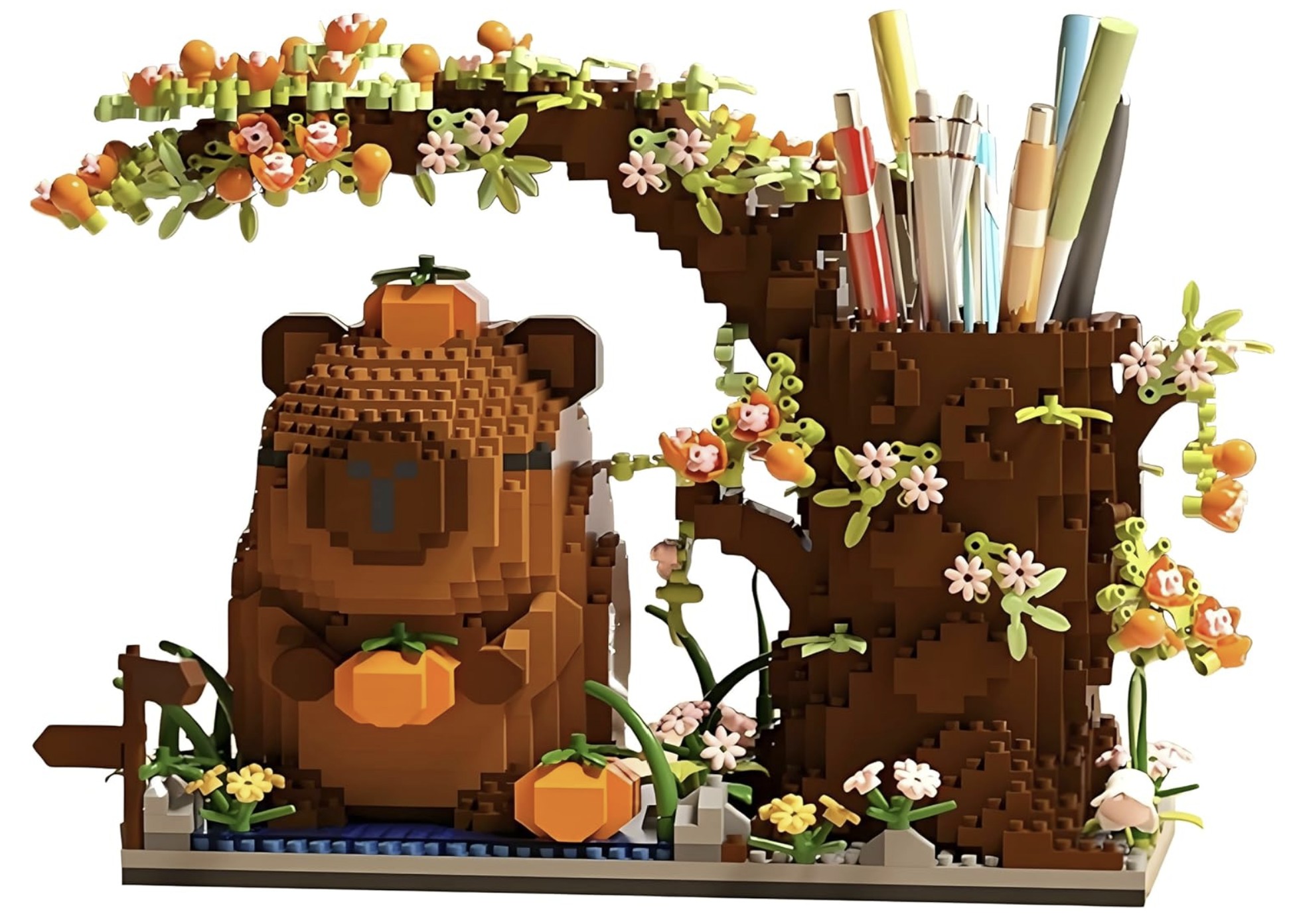 Capybara Building Blocks Set - 1880PCS Cute Animals & Flowers Building Bricks Kit