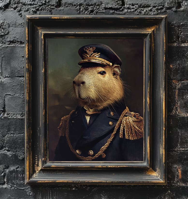 Capybara Navy Admiral Wall Art Poster